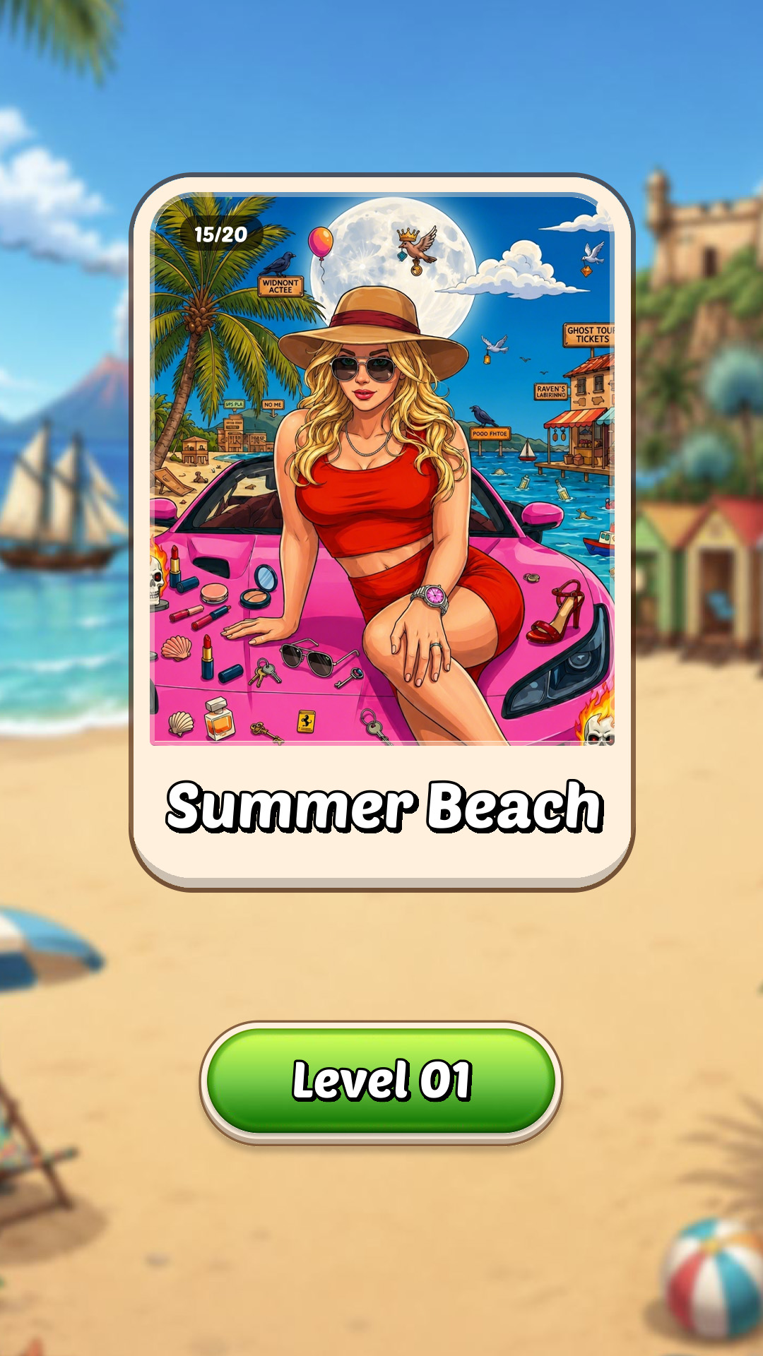 Summer Beach hidden object gameplay screenshot